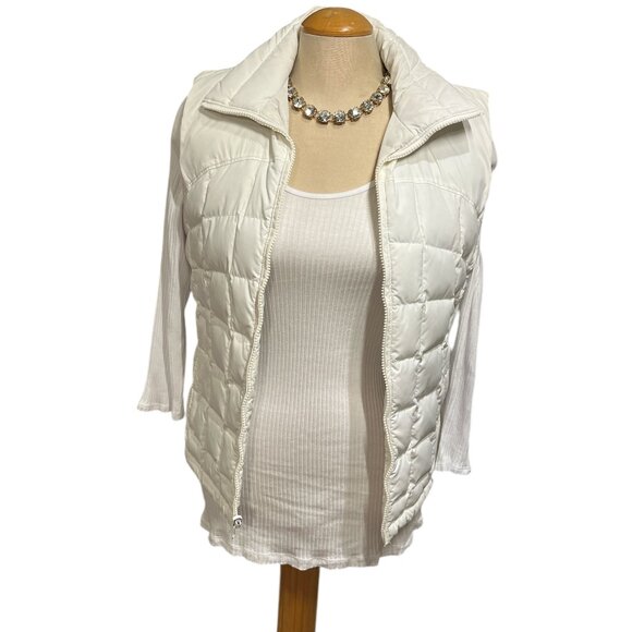 COLUMBIA Womens White Down Vest Size Small Zip Up 2 Pockets Quilted - Picture 3 of 12